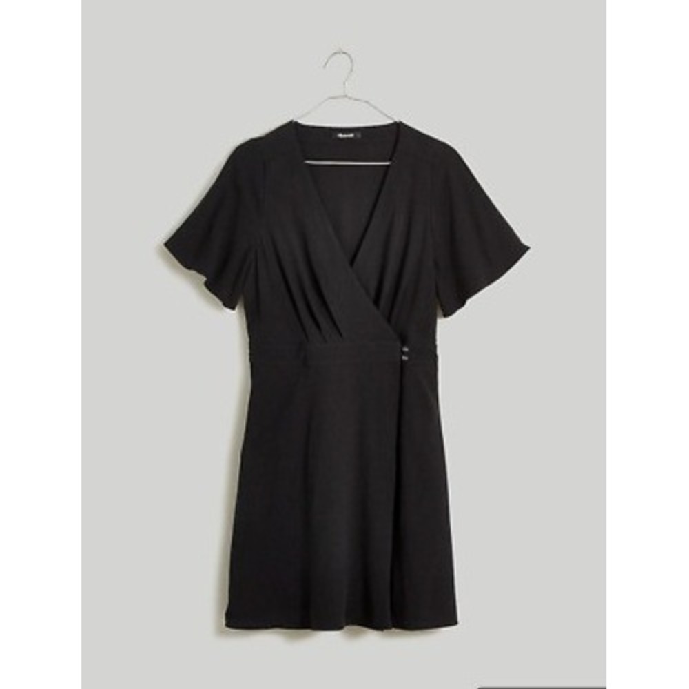 Madewell Size 16 Wrap Dress V-Neck‎ Short Sleeve Casual Black Dress